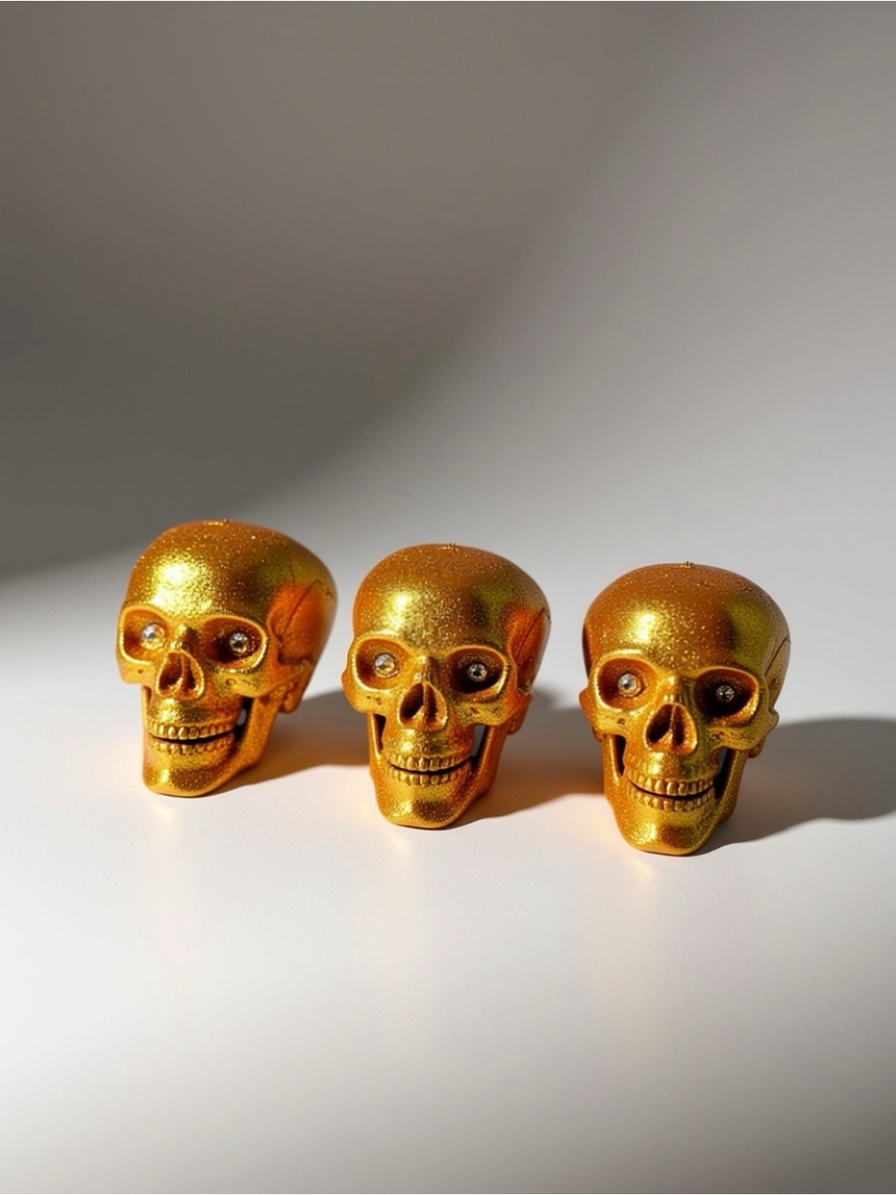 Orange Glitter Skull Party Decorations - Set of 3
